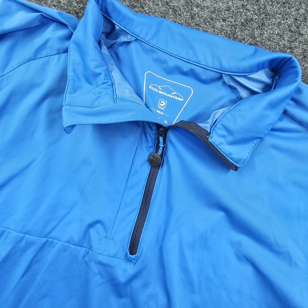 Sun Mountain Windbreaker Mens XL Blue‎ 1/4 Zip Golf Pullover Short Sleeve